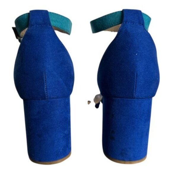 CL by Chinese Laundry Block Heel Sandals Blue Teal Suede Women's Size 8.5 / 39 - Picture 9 of 12
